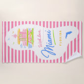 With Love Miami Lifeguard Stand Beach Towel ビーチタオル (正面)