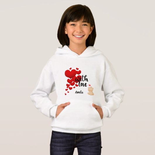 With Love Personalized Kids Pullover Hoodie (正面フル)
