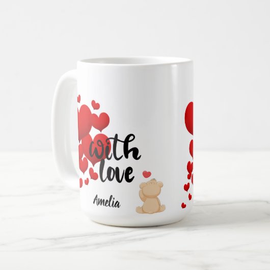 With Love Personalized Mug コーヒーマグカップ (正面左)