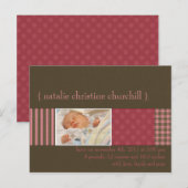 With Love Pink/Brown ・誕生のお知らせ 案内ポストカード (正面/裏面)