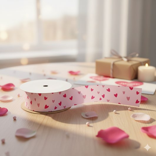 With Love Pink Heart Romantic Gift Wrapping Decora サテンリボン