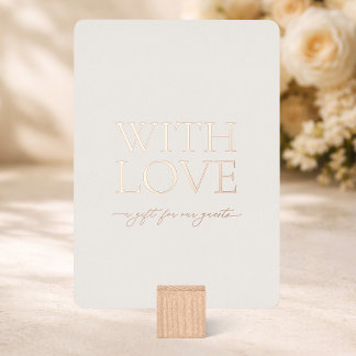 With Love Real Gold Foil Wedding Favors Sign Card 箔招待状