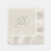 With Love Sage Green Wedding Napkins 縁ありカクテルナプキン (正面)