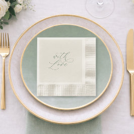 With Love Sage Green Wedding Napkins  縁ありカクテルナプキン