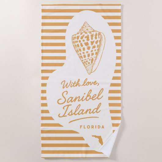 With Love Sanibel Island Junonia Beach Towel ビーチタオル (正面)