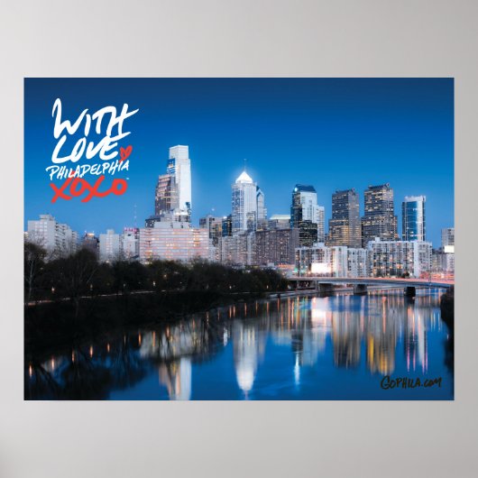 'With Love' Skyline Poster, 18" x 24" ポスター (正面)