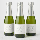 With Love Wedding Bottle Label – Minimal Sage Gree スパークリングワインラベル (ボトル)
