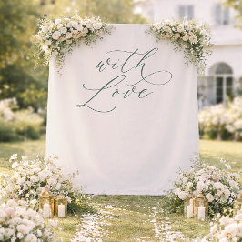 With Love Wedding Photo Backdrop Banner タペストリー