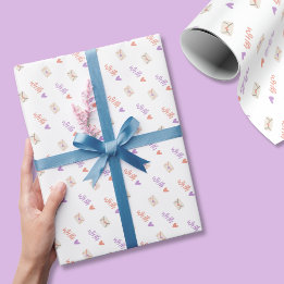 With Love Wrapping Paper in Pink Purple and White ラッピングペーパー