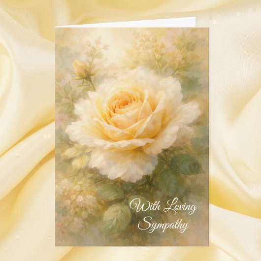 With Loving Sympathy Yellow Rose Christian Prayer カード