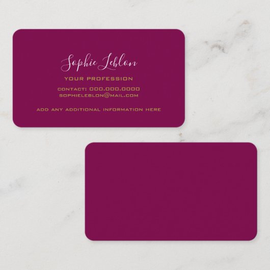 with name printed in handwritten style コーリングカード (正面/裏面)