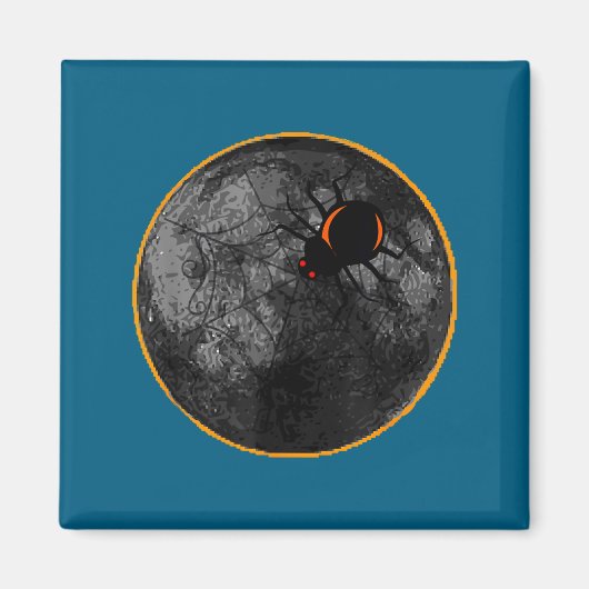 With On Spider Web Arachnid Moon Solar マグネット (正面)