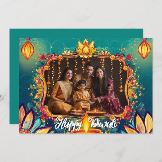 With Photo & custom text Diya Dreams card 招待状 (正面/裏面)