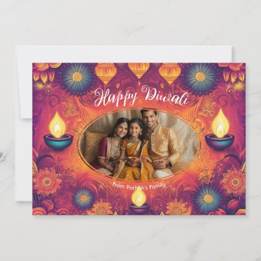 With Photo & custom text Lotus Light card 招待状 (正面)