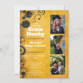 🎓With QR Artistic Flourish Graduation 招待状 (正面)