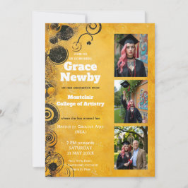 🎓With QR Artistic Flourish Graduation 招待状