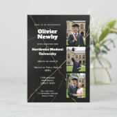 🎓With QR Black Luxury Marble Graduation Party 招待状 (スタンド正面)