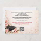 🎓With QR code Horizontal Pink & Gold Floral 招待状 (裏面)
