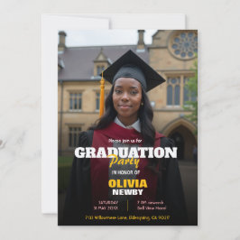 🎓With QR code Modern Grad Party 招待状