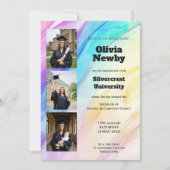 🎓With QR Code Rainbow Marble  Graduation Party 招待状 (正面)