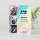 🎓With QR Code Rainbow Marble  Graduation Party 招待状 (スタンド正面)