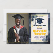 🎓With QR code Watercolor Split‑Layout Graduation  招待状 (正面)