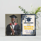 🎓With QR code Watercolor Split‑Layout Graduation  招待状 (スタンド正面)