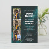 🎓With QR Turquoise Luxe Marble Graduation Party 招待状 (スタンド正面)