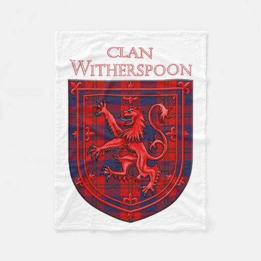 Witherspoon Tartan Scottish Plaid Lion Rampant フリースブランケット (正面)