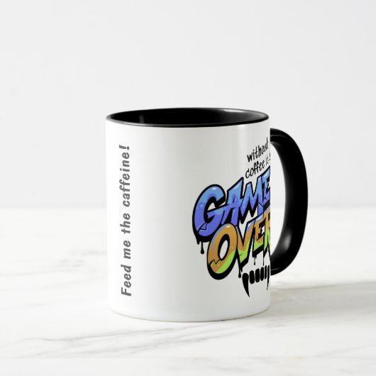 Without Coffee It’s Game Over – Graffiti Style Mug マグカップ (正面右)