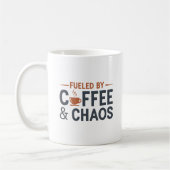 Witty Caffeine Humor Coffee and Chaos Minimalist コーヒーマグカップ (左)