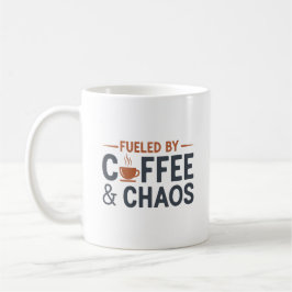 Witty Caffeine Humor Coffee and Chaos Minimalist コーヒーマグカップ