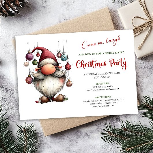 Witty Funny Santa Classic Christmas Party Invite 招待状