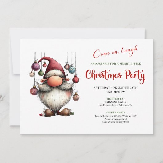 Witty Funny Santa Classic Christmas Party Invite 招待状 (正面)