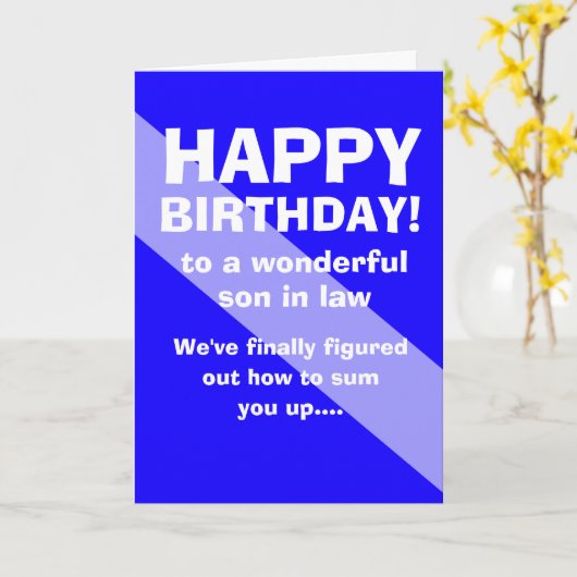 witty Happy birthday wish to  son in law カード (黄色い花)