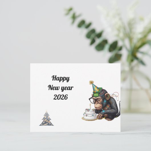 Witty New Year Greeting Card ポストカード (スタンド正面)