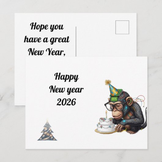 Witty New Year Greeting Card ポストカード (正面/裏面)