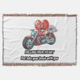 witty relationship quote gift heart riding bike スローブランケット