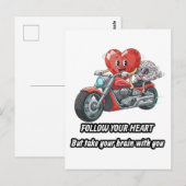 witty relationship quote gift heart riding bike ポストカード (正面/裏面)