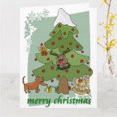 Witziger Weihnachtsbaum カード (黄色い花)