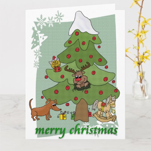 Witziger Weihnachtsbaum カード (黄色い花)