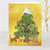 Witziger Weihnachtsbaum  カード (黄色い花)