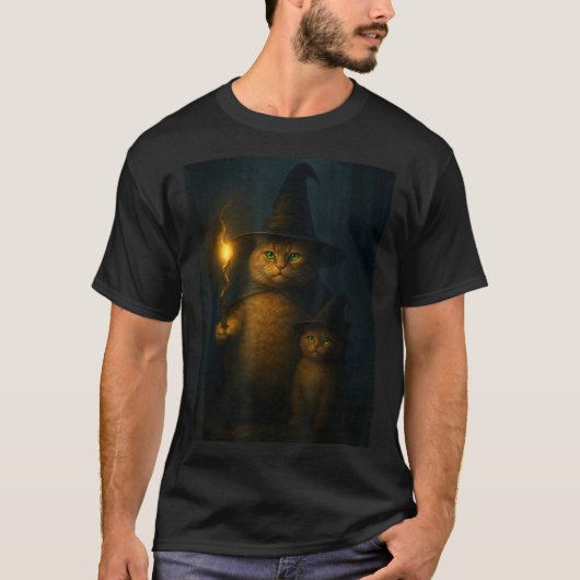Wizard Cat Weird Funny Halloween Cat Meme  Tシャツ (正面)