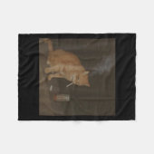 Wizard Cigarette Kitten Funny Smoking Cat Meme Bra フリースブランケット (正面(横))