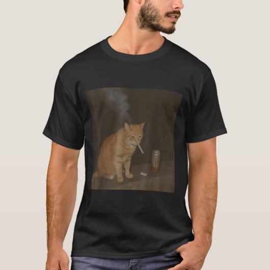Wizard Cigarette Kitten Funny Smoking Cat Meme Bra Tシャツ (正面)