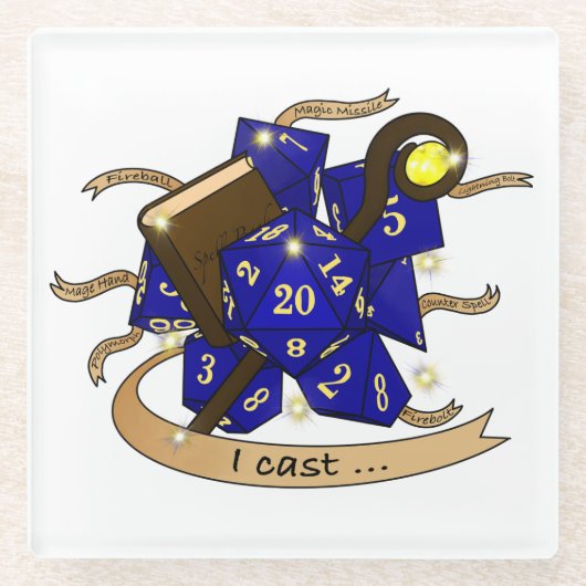 Wizard Dice Design ガラスコースター (正面)