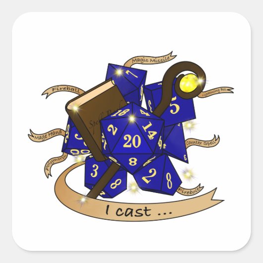 Wizard Dice Design スクエアシール (正面)
