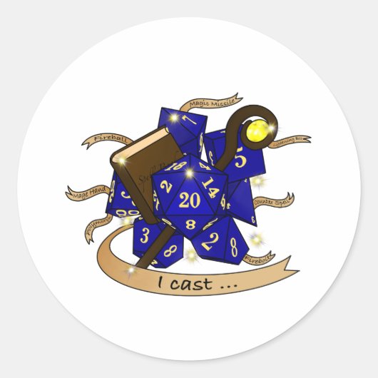 Wizard Dice Design ラウンドシール (正面)