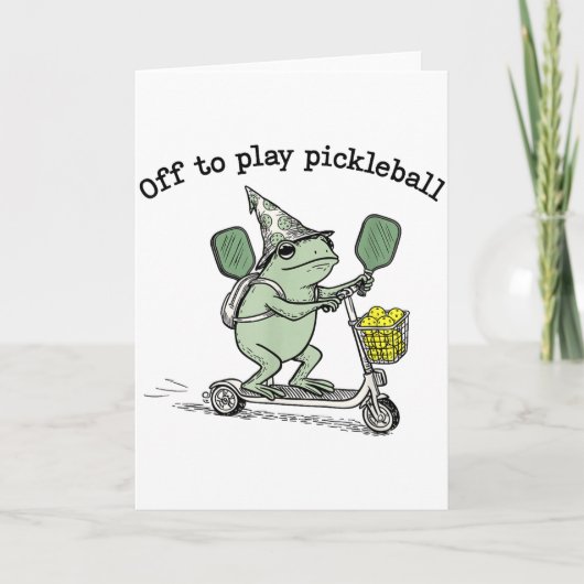 Wizard Frog Hold Racket Scooter Ride Off To Play P カード (正面)