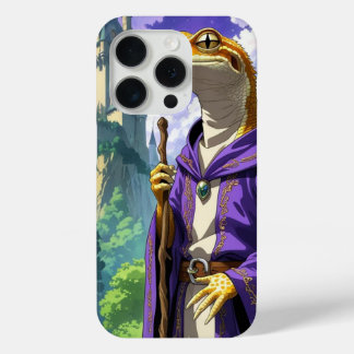 "Wizard Gecko – Retro Anime Medieval Magic iPhone 15 Proケース